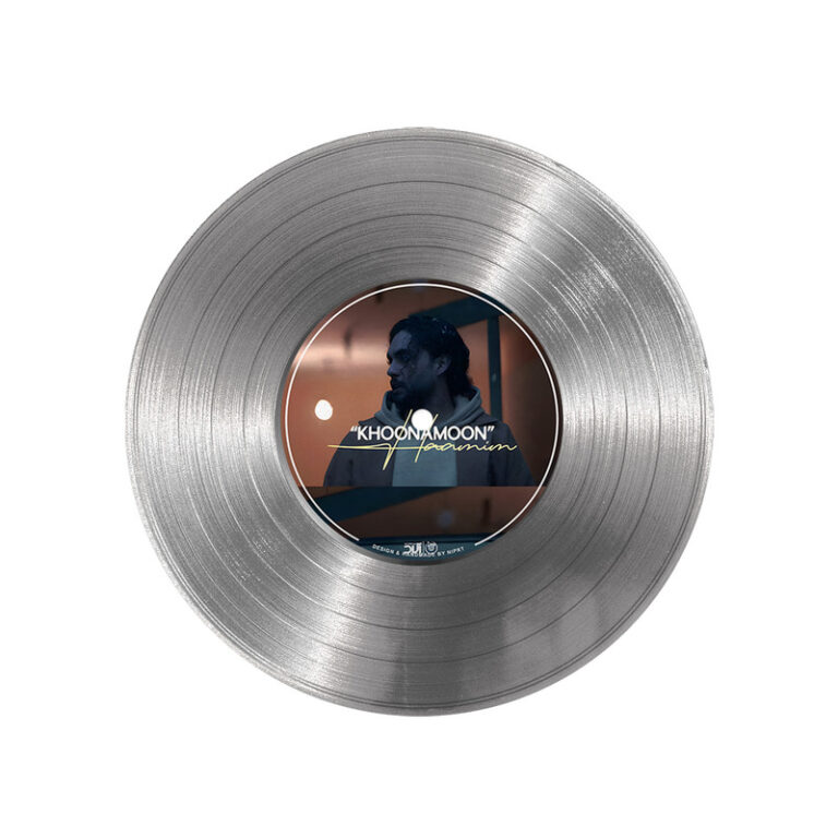 تابلو نیپ آرت طرح دیسک گرامافون مدل 9114 فریم نقره ای