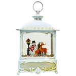 گوی موزیکال مدل پمپی لایت باکس آکواریومی طرح فانوس آدم برفی و کریسمس کد P4200