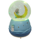 گوی موزیکال مدل  چراغدار و پمپی چرخان دختر و ماه