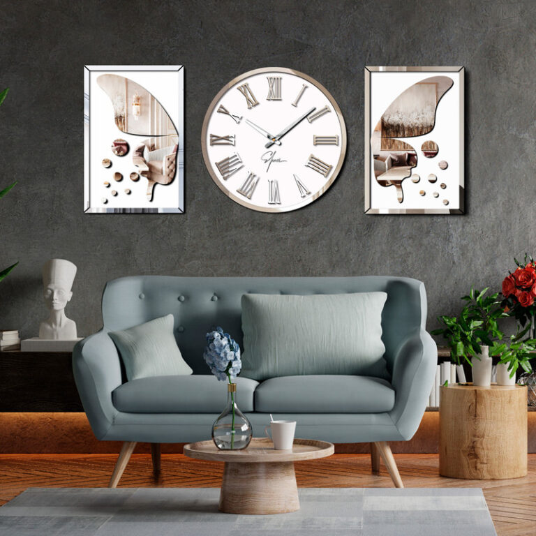 ساعت دیواری اِلِنسی مدل Carolyn به همراه دو عدد تابلو