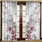 پرده مدل گلدار مخمل پانچی کد 1203 سایز 140x280 سانتی متر