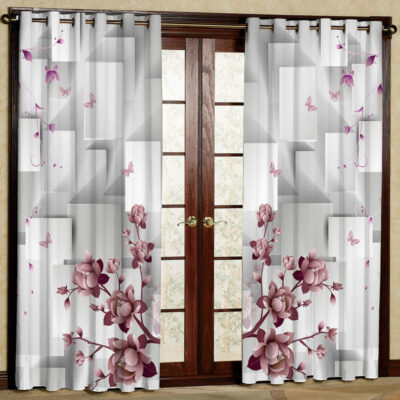 پرده مدل گلدار مخمل پانچی کد 1203 سایز 140x280 سانتی متر