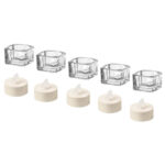جاشمعی ایکیا مدل GLASIG به همراه شمع LED مجموعه 10 عددی