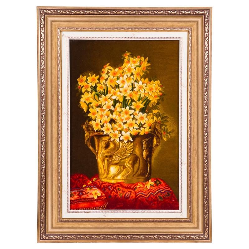 06b76f664bea81d39232af313049eec7 تابلو فرش دستباف سی پرشیا مدل گل نرگس در گلدان هخامنشی کد 903819