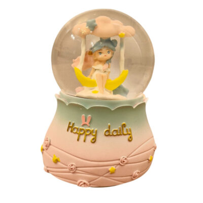 گوی موزیکال مدل پمپی دختر و تاب طرح happy daily کد A01