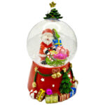 گوی موزیکال مدل چراغدار بابانوئل و هدایا طرح کریسمس کد B4125