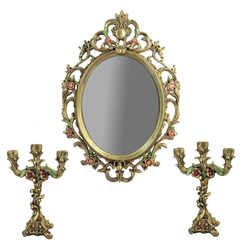 0b926b22084a3f7d9a0f452fc2e25dbb آینه و شمعدان مدل Refy مجموعه 3 عددی