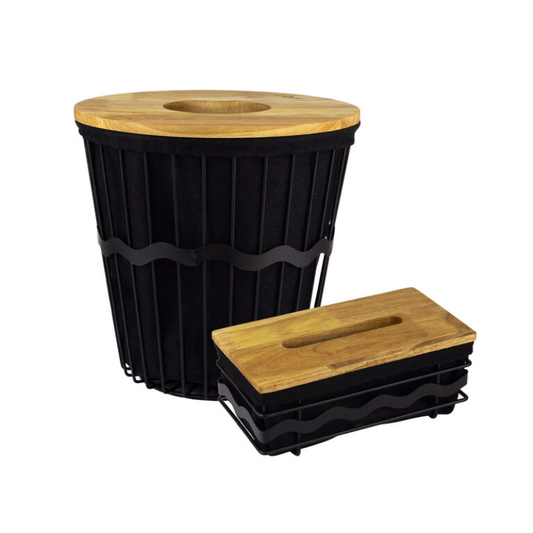 ست سطل و جای دستمال مدل فلزی کد un-2929