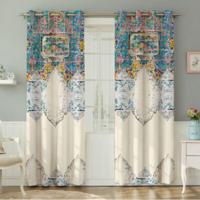 پرده نیروانا طرح سنتی  مدل هازان کد 9095 سایز 140×280 سانتی متر