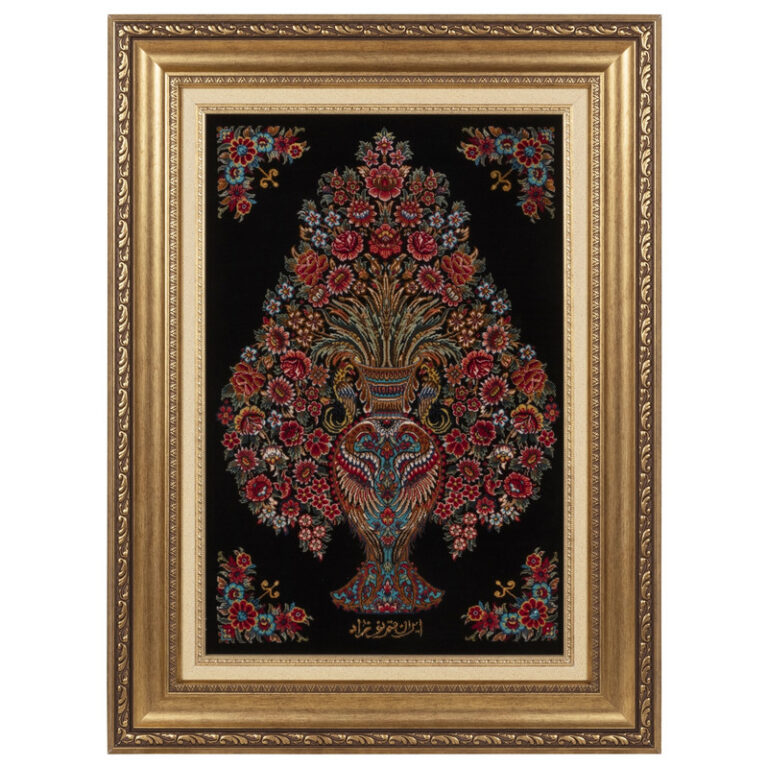 تابلو فرش دستباف سی پرشیا طرح گل در گلدان کد 904013