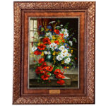 تابلو فرش ماشینی نقش نگار رضوی طرح گل کد 2529KP