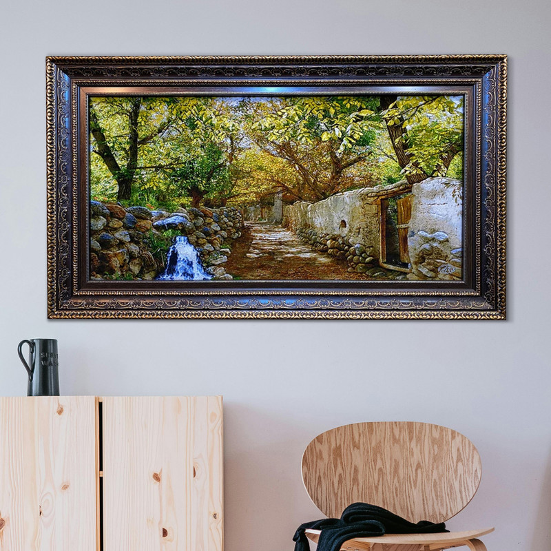 111fe9f937567500a38754b1d938878b تابلو فرش دستبافت طرح کوچه باغ کد ۲۷۸۱۳۲۶