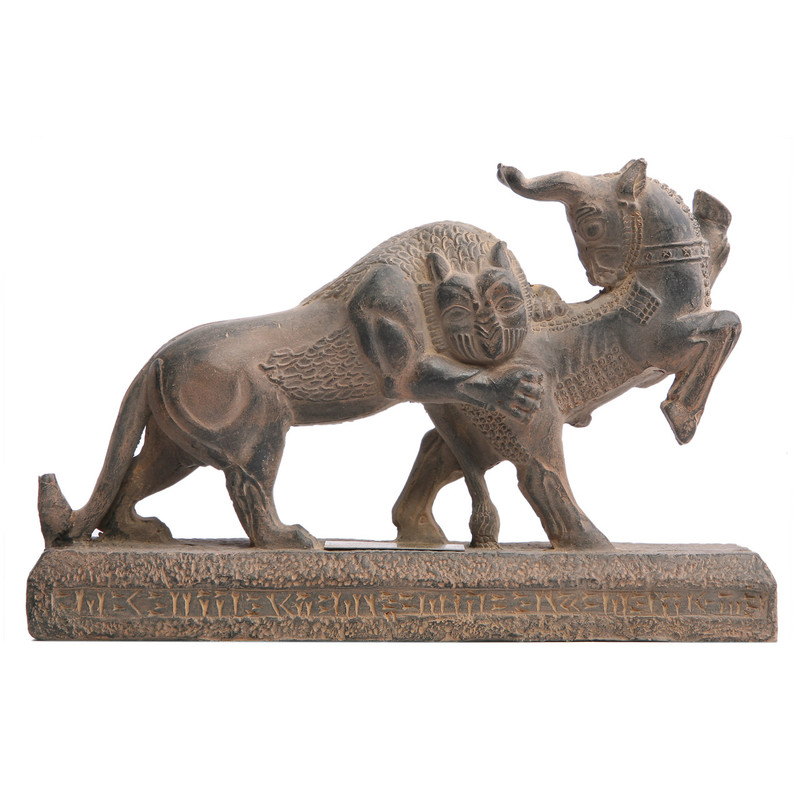 135e941cbb329b7ef1347b7573b766b7 مجسمه تندیس و پیکره شهریار مدل جنگ شیر و گاو کد MO2230 سایز بزرگ