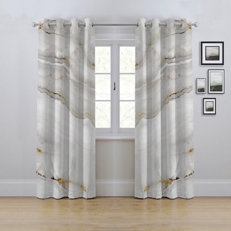 پرده مدل پانچی طرح ماربل سایز 280x145 سانتی متر