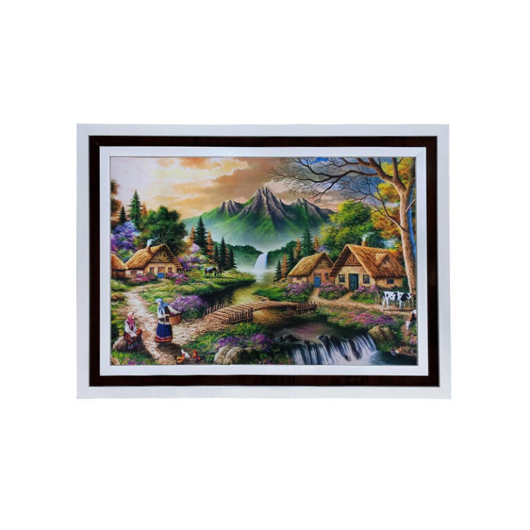 تابلو فرش ماشینی مدل روستا کد 8846