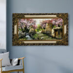 تابلو فرش ماشینی طرح دستبافت مدل کوچه قدیمی کد 7503