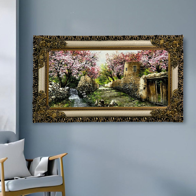 191b4a7d9330cd5949b86a89faa1f4c8 تابلو فرش ماشینی طرح دستبافت مدل کوچه قدیمی کد 7503