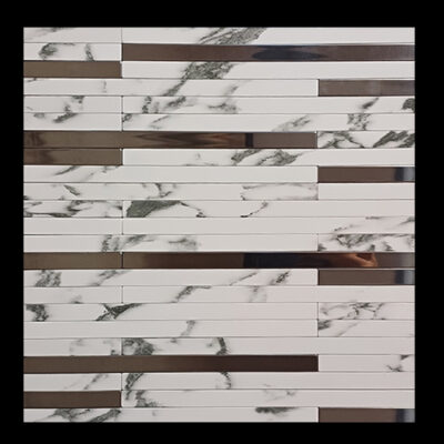 دیوارپوش مدل تایل بین کابینتی طرح سنگ مرمر پشت چسبدار کد 80018 بسته 11 عددی