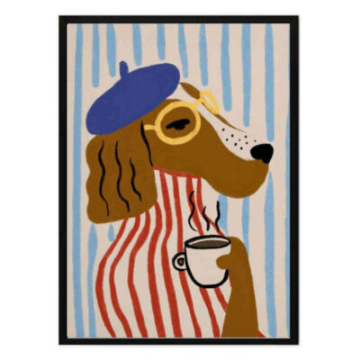 تابلو مدل Dog with coffee کد 248901722