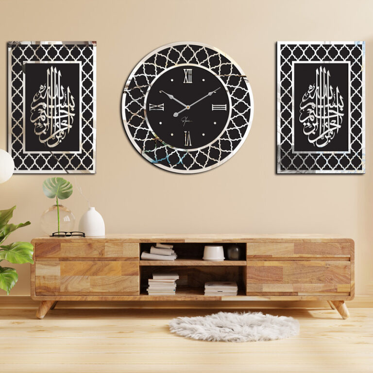 ساعت دیواری اِلِنسی مدل اسلیمی به همراه تابلو