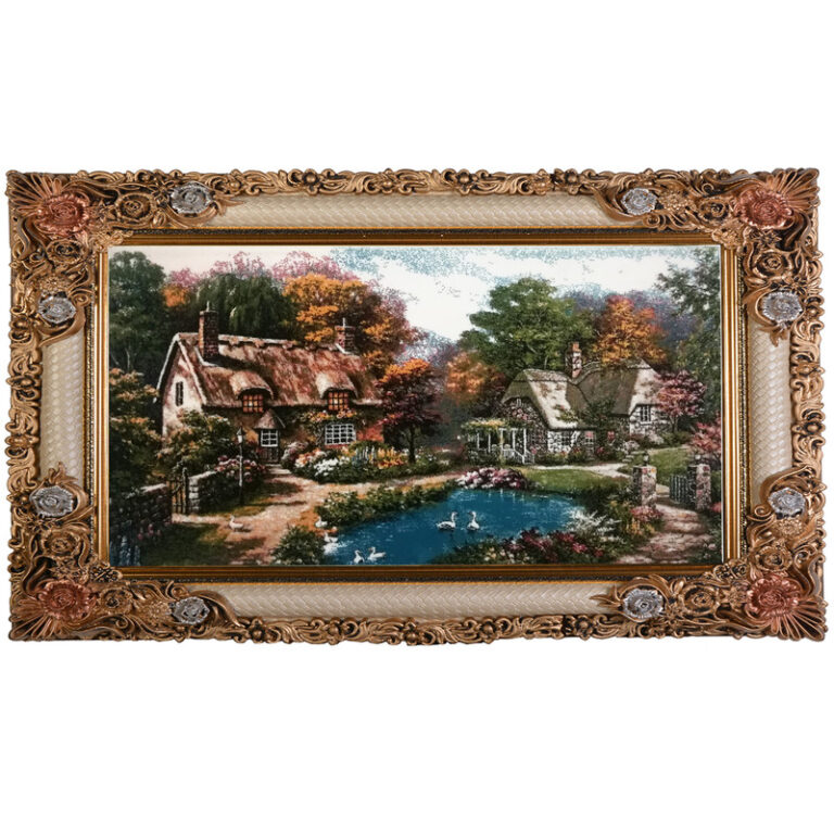 تابلو فرش ماشینی طرح دو کلبه کد HT047