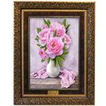 تابلو فرش ماشینی نقش نگار رضوی طرح گل کد 5496KC