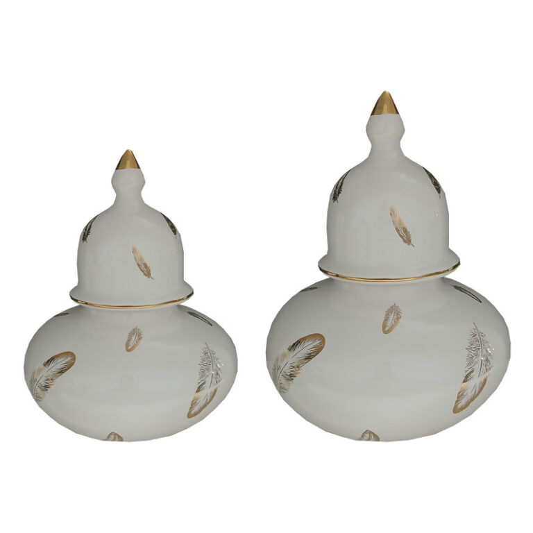 دکوری مدل جینجر جار طرح پر کد 002 مجموعه دو عددی