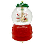 گوی موزیکال مدل پمپی مجسمه چرخشی کراسل بابانوئل و آدم برفی و گوزن طرح کریسمس کد RP3294