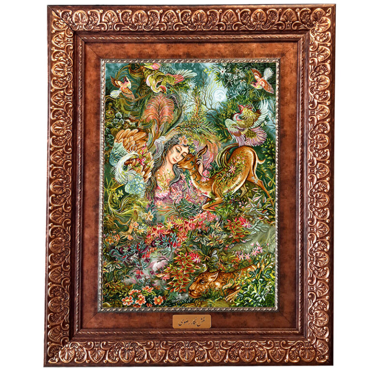 تابلو فرش ماشینی نقش نگار رضوی طرح مینیاتور کد 1465KP