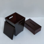 ست سطل و جای دستمال کاغذی مدل چوبی