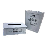 ست سطل و جای دستمال کاغذی مدل Text_gray