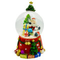 گوی موزیکال مدل چراغدار بابانوئل و هدایا طرح کریسمس کد A4125