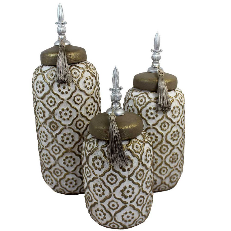 372f10271084530ec345ccad402c0eec ظرف دکوری مدل درب دار مجموعه 3 عددی