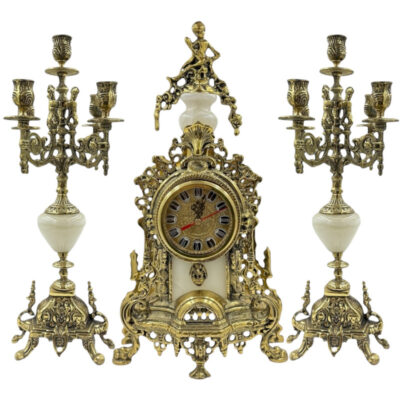 ساعت رومیزی مدل  کنت و شمعدان مجموعه 3 عددی