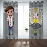 پرده مدل دختر و پسر سایز 140x210 سانتی متر