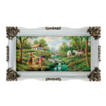 تابلو فرش ماشینی طرح دستبافت مدل روستا کد 8422