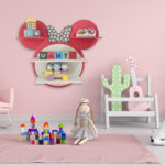 شلف دیواری اتاق کودک طرح میکی موس مدل MKids51-HotPink