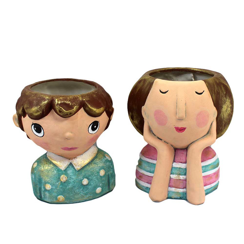 3fc3d1adcb548a5e1a1b98e423b12257 گلدان دکوری مدل مادر و پسر مجموعه 2 عددی