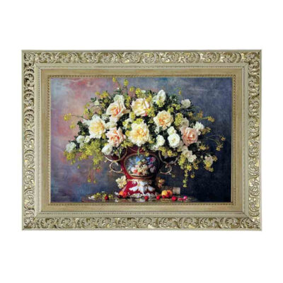 تابلو فرش ماشینی مدل گلدان گل کد 8950