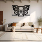 دیوارکوب مدل پروانه فلزی مجموعه ۳ عددی