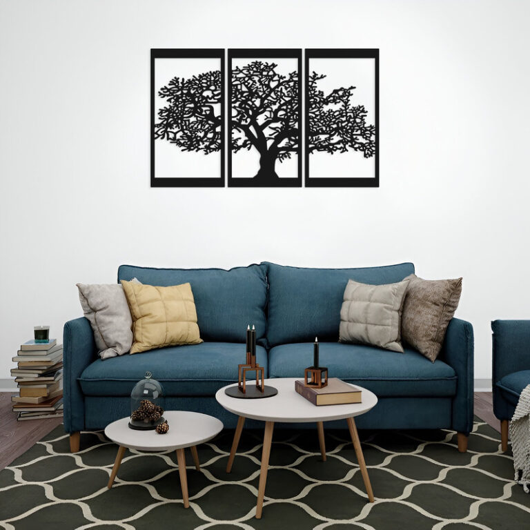 دیوارکوب مدل درخت زندگی فلزی مجموعه 3 عددی