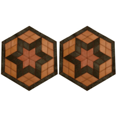 رومیزی مدل شش ضلعی چرم طبیعی کد 004 مجموعه 2 عددی