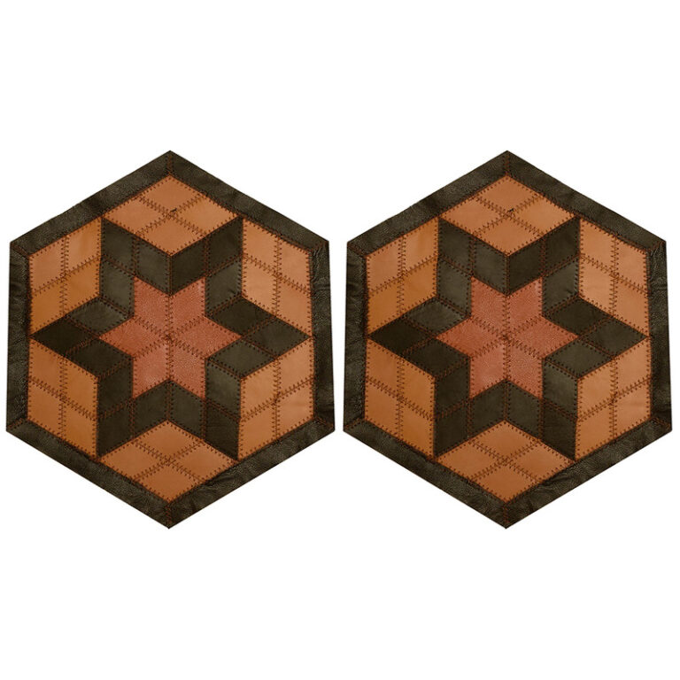 رومیزی مدل شش ضلعی چرم طبیعی کد 004 مجموعه 2 عددی