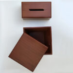 ست سطل و جعبه دستمال کاغذی مدل چوبی