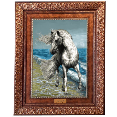 تابلو فرش ماشینی نقش نگار رضوی طرح اسب کد 4268KP