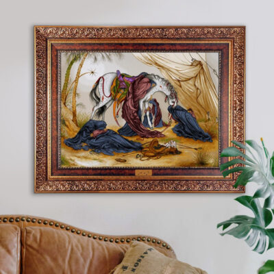 تابلو فرش ماشینی نقش نگار رضوی طرح عصر عاشورا کد 545C