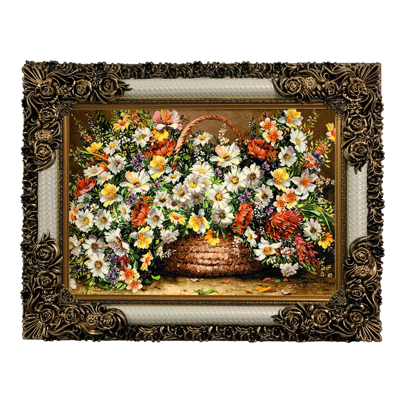 4a825c62b2af39a6bddbff662b4919b9 تابلو فرش ماشینی طرح سبد گل کد ۷۳۹۵