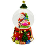 گوی موزیکال مدل چراغدار بابانوئل و هدایا طرح کریسمس کد B4125