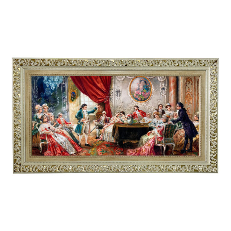 تابلو فرش ماشینی طرح دستبافت مدل مهمانی فرانسوی کد 8764