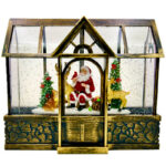 گوی موزیکال مدل پمپی لایت باکس آکواریومی طرح کلبه بابانوئل و کریسمس کد P4225